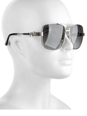 Jimmy Choo Oversized Silver Sunglasses with Gray Lenses